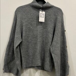 THML Women's Charcoal  Mock Turtleneck Sweater